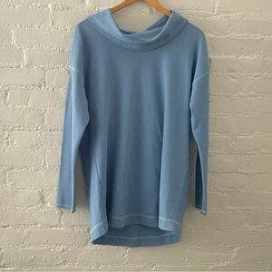 J. Jill Long Sleeve Tunic Top Light Blue Cowl Neck Size M Lagenlook Coastal
